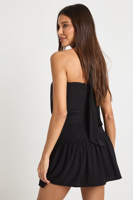 Slinky Trim Detail Frill Hem Skort - Image 2