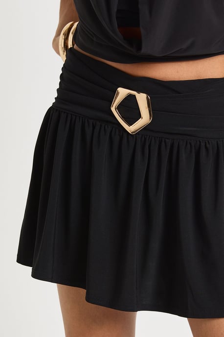Slinky Trim Detail Frill Hem Skort - Image 4