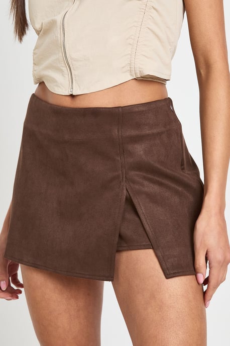 Faux Suede Mini Skort - Image 4