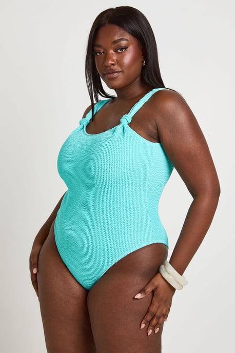 Plus Crinkle Knot Detail Swimsuit - Image 1