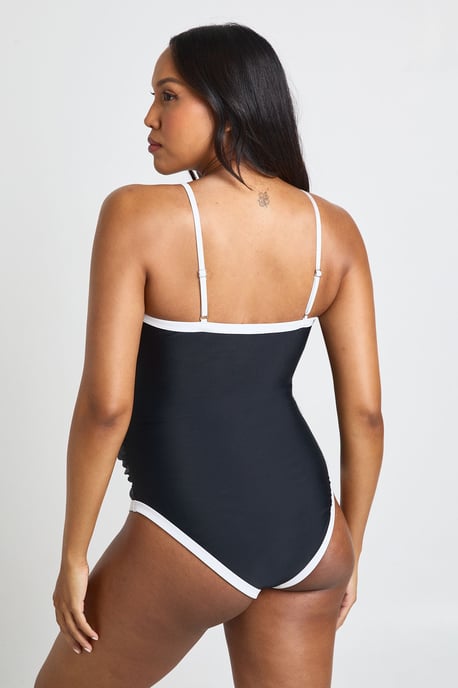 Maternity Contrast Square Neck Swimsuit - Image 2