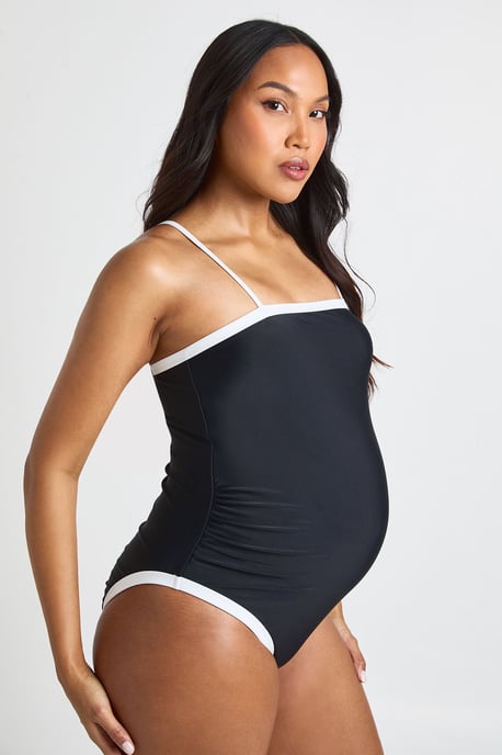Maternity Contrast Square Neck Swimsuit - Image 3