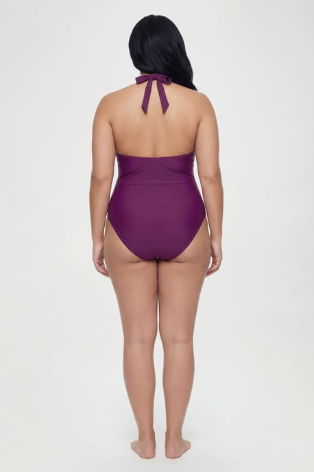 Plus Halterneck Crossover Keyhole Swimsuit - Image 3