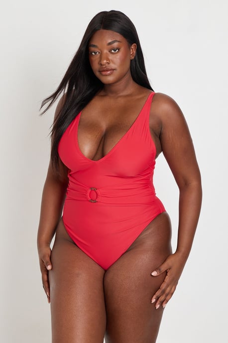 Plus Tummy Control O-ring Plunge Swimsuit - Image 1