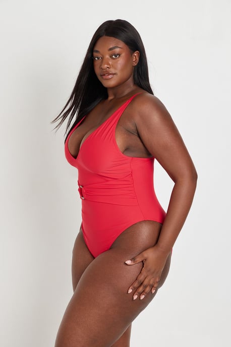 Plus Tummy Control O-ring Plunge Swimsuit - Image 3