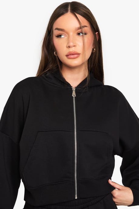 Petite Boxy Balloon Sleeve Oversized Zip Through Hoodie - Image 4