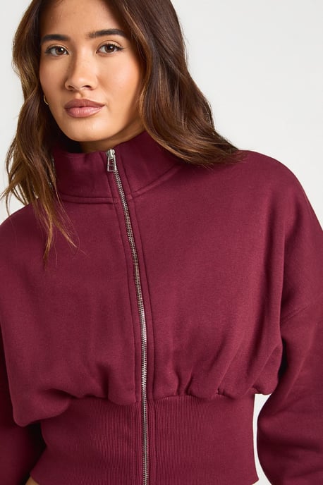 Funnel Neck Cinched Waist Zip Through - Image 4