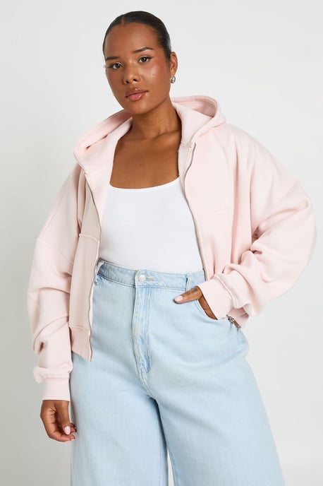 Plus Balloon Sleeve Zip Up Hoodie - Image 3