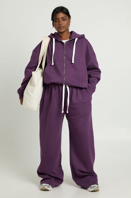 Plus Contrast Drawcord Zip Up Hoodie - Image 3