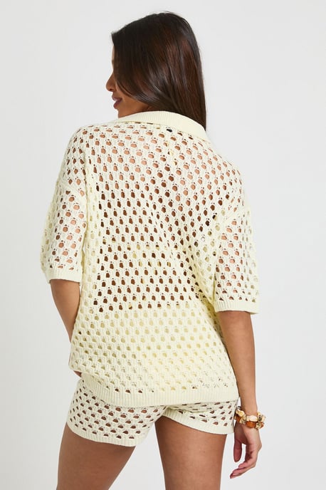 Crochet Oversized Knitted Shirt and Short Set - Image 2