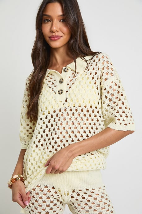 Crochet Oversized Knitted Shirt and Short Set - Image 4