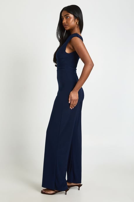 Ruched Asymmetric Wide Leg Jumpsuit - Image 3