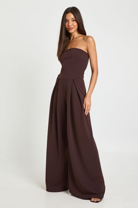 Crepe Bandeau Extreme Wide Leg Jumpsuit - Image 1