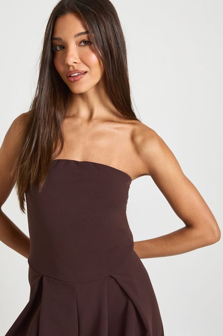 Crepe Bandeau Extreme Wide Leg Jumpsuit - Image 3