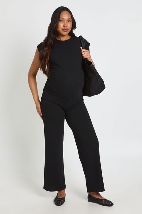 Maternity Ruched Waist Wide Leg Jumpsuit - Image 1