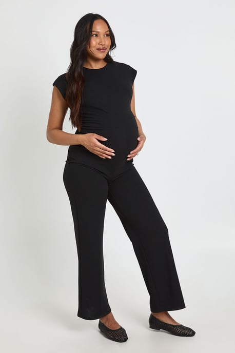 Maternity Ruched Waist Wide Leg Jumpsuit - Image 3
