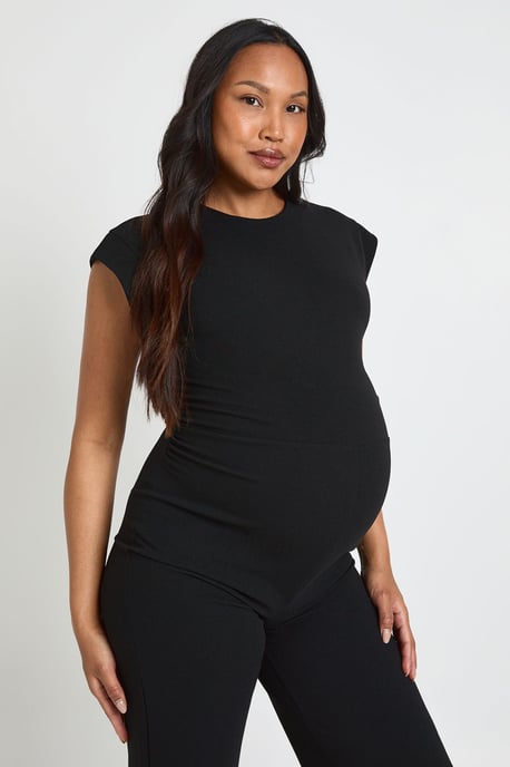 Maternity Ruched Waist Wide Leg Jumpsuit - Image 4