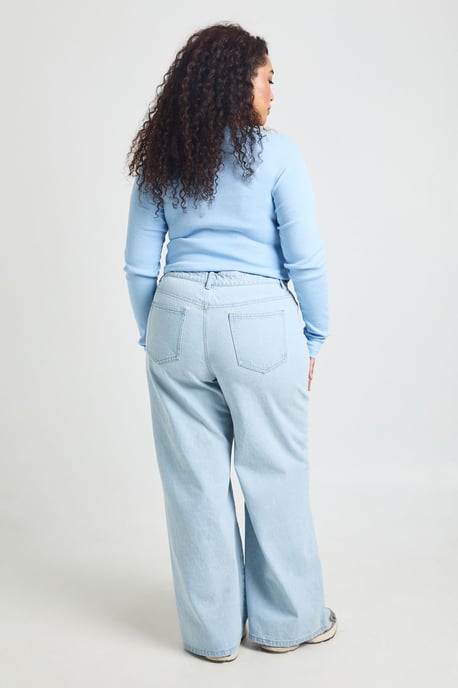 Plus Denim High Waist Wide Leg Jean - Image 2