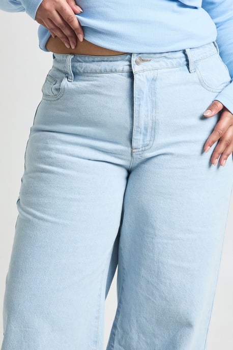 Plus Denim High Waist Wide Leg Jean - Image 4