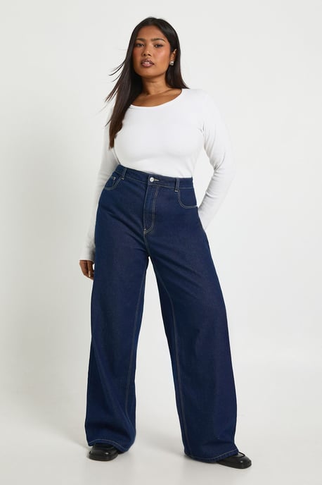 Plus High Waist Wide Leg Jean - Image 1