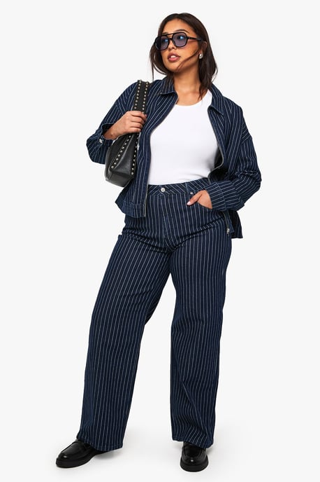 Plus Striped Wide Leg Jean - Image 1