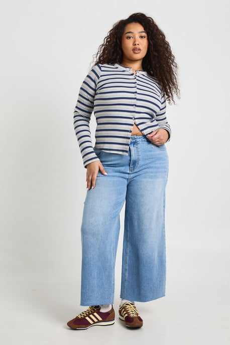The Plus High Waist Cropped Wide Leg Jean - Image 1