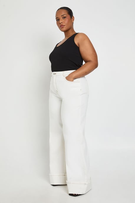 Plus Turn Up High Waist Wide Leg Jean - Image 2