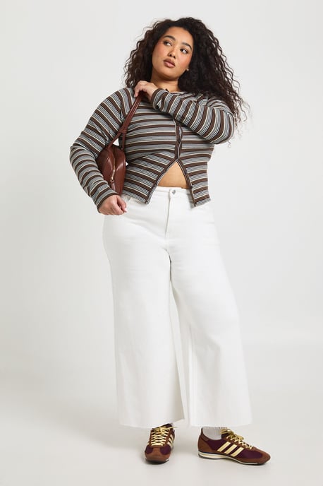 The Plus High Waist Cropped Wide Leg Jean - Image 1