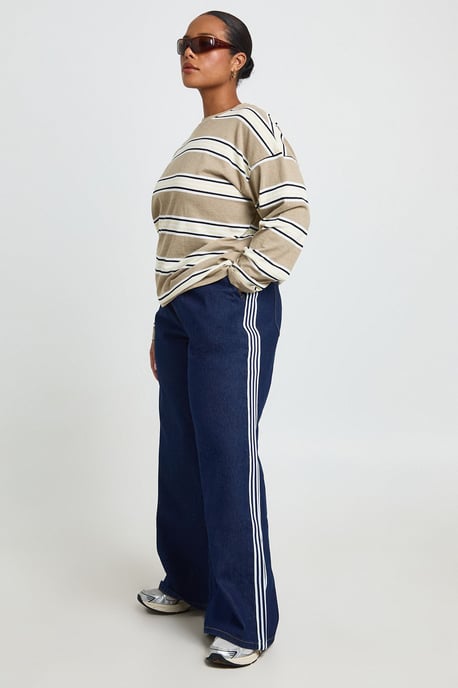 Stripe Detail Elasticated Wide Leg Jean - Image 1