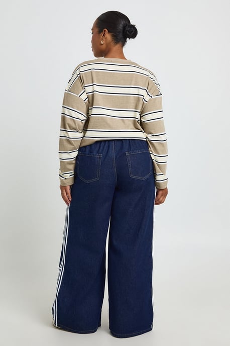 Stripe Detail Elasticated Wide Leg Jean - Image 2