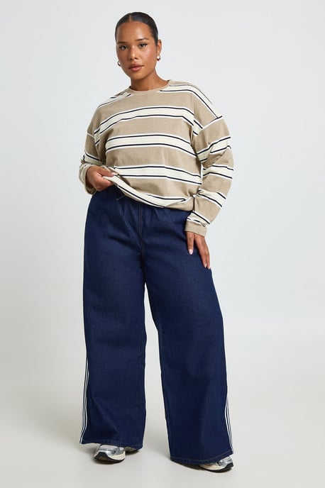 Stripe Detail Elasticated Wide Leg Jean - Image 3