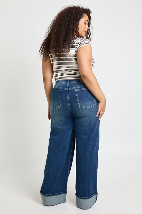 Plus Turn Up High Waist Wide Leg Jean - Image 2