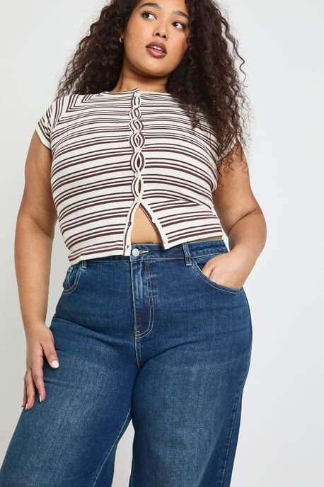 Plus Turn Up High Waist Wide Leg Jean - Image 3