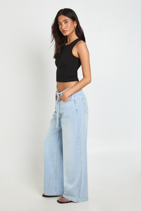 Tie Waist Wide Leg Jean - Image 3