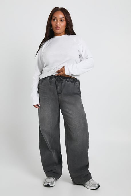 Plus Elasticated Waist Wide Leg Jean - Image 1