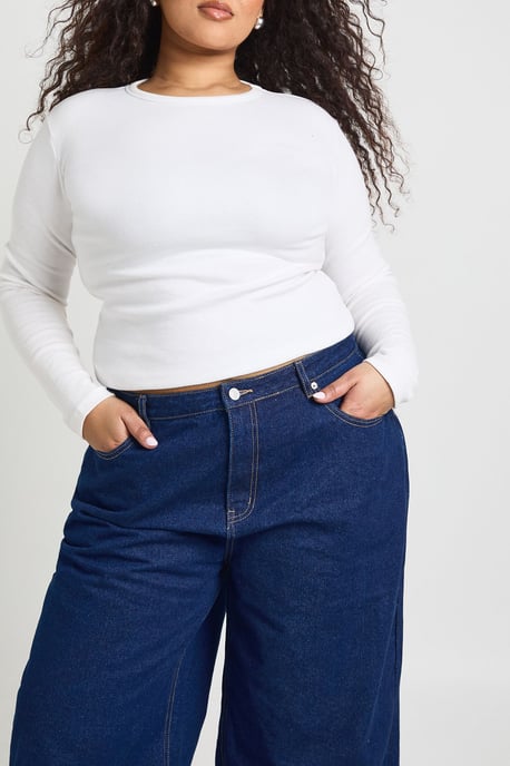 Plus Deep Hem Cuff Wide Leg Jean - Image 4