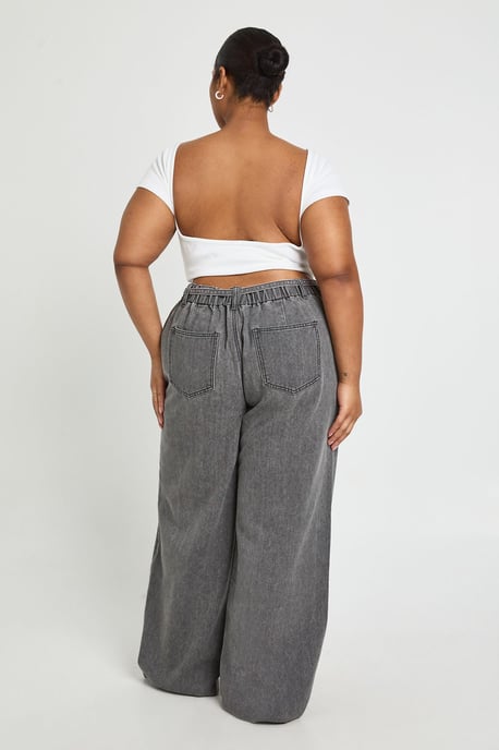 Plus Elasticated Back Tie Wide Leg Jean - Image 2