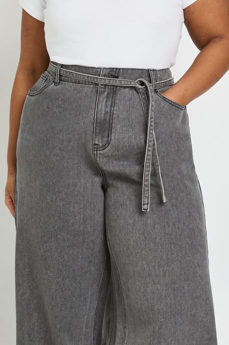 Plus Elasticated Back Tie Wide Leg Jean - Image 4