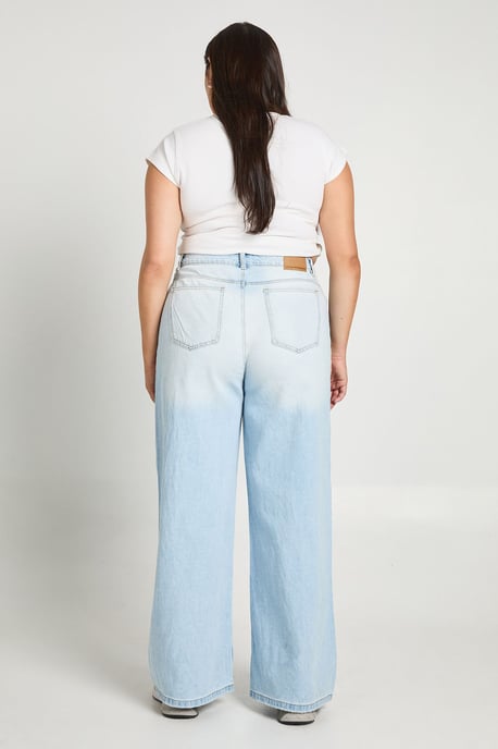 Plus High Waist Crossover Waistband Wide Leg Jean - Image 2
