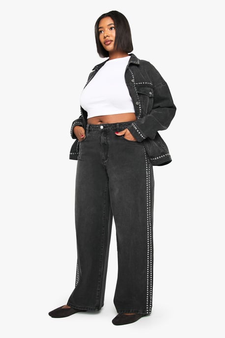 Plus Studded Wide Leg Jean - Image 1