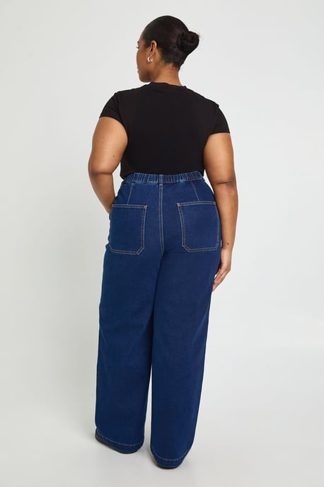 Plus Elasticated Back Wide Leg Jean - Image 2