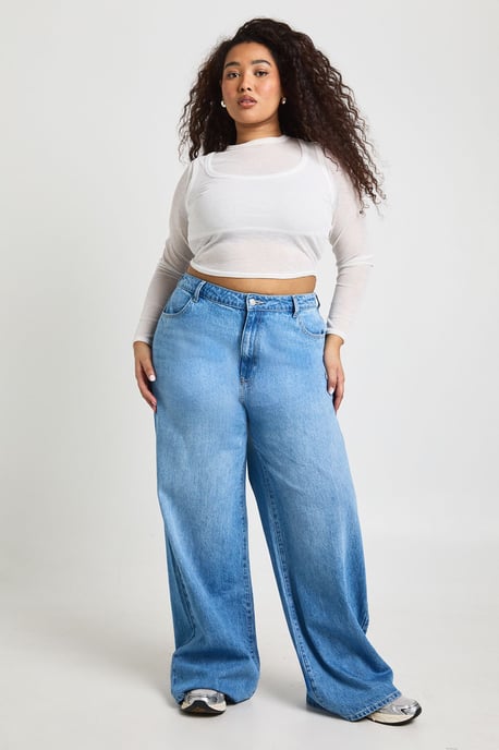 Plus Basics High Waist Wide Leg Jean - Image 1
