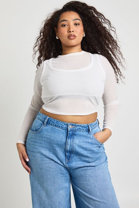 Plus Basics High Waist Wide Leg Jean - Image 3