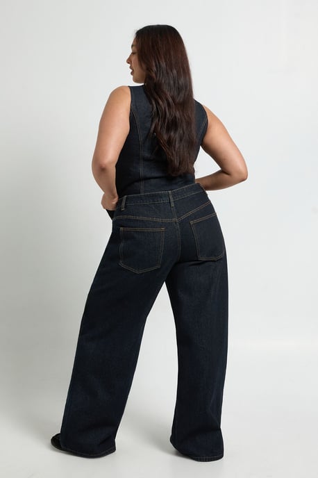 Plus Contrast Stitch Denim Wide Leg Jean - Image 2