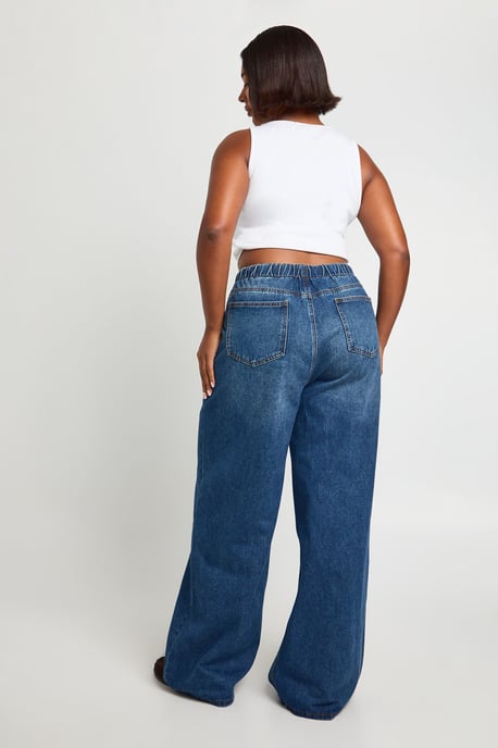 Plus Tie Waist Channel Insert Wide Leg Jean - Image 2