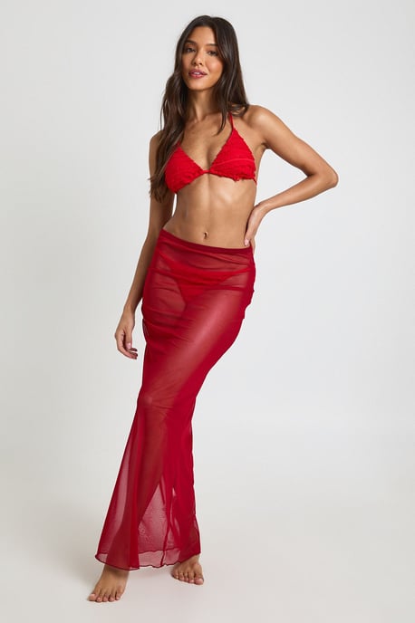 Sheer Mesh Maxi Beach Skirt - Image 1