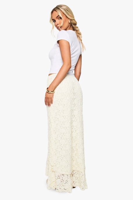 Ruffle Lace Asymmetric Hem Midi Skirt - Image 2