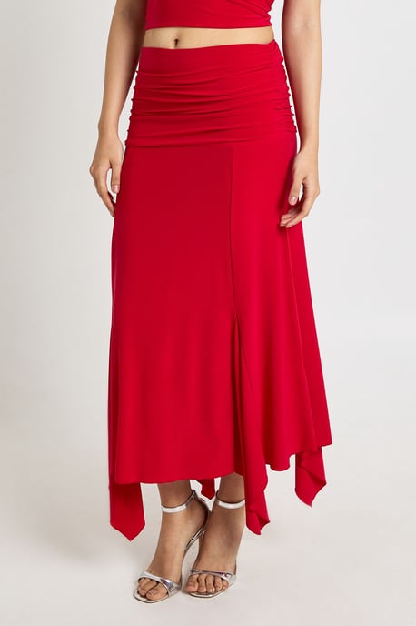 Slinky Hanky Hem Midi Skirt - Image 3