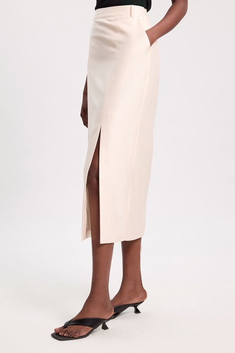 Tailored Satin Pencil Midi Skirt - Image 2