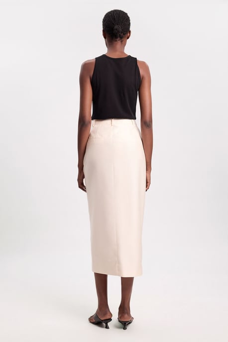 Tailored Satin Pencil Midi Skirt - Image 3